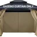 COWVIE 4-Panel 12' x 14' Gazebo Replacement Curtains, Patio Privacy Sidewalls with Double Zipper, Replacement for Outdoor Gazebo Canopy-Khaki