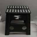 Delxo Folding Step Stool, 13 inch Non-Slip Foldable Stools Up to 300 LBS, Step Stool with Handle, Lightweight for Kitchen, Bathroom, Bedroom, Garden, Black, 1PC