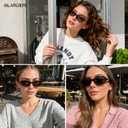 Retro Oval Sunglasses for Women - Trendy Tortoise Shell Frame Shades with Silver Metal Ring Detail UV400 Protection