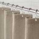 Awellife Waffle Hotel Textured Beige Shower Curtains for Bathroom 230 GSM Heavy Duty Fabric Liner, 72" W X 78" L Inch