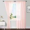 Hiasan Sheer Curtains 84 Inches Long with Tiebacks, Light Filtering Semi Transparent Lightweight Voile Rod Pocket Window Curtains for Bedroom, Living Room, W52 x L84, Blush Pink, Set of 2 Panels