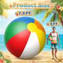 Shappy 8 FT Giant Inflatable Beach Ball Decoration Jumbo Blow Up Rainbow Beach Balls with Built-in LEDs for Pool Beaches Yard Lawn Garden Decor