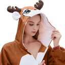 Reindeer Costume Deer Onesie for Adult Women Men Halloween Pajama (Brown, XL)