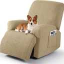 Timeles Recliner Covers Recliner Chair Covers Reclining Couch Covers Sofa Slipcovers Stretch Soft Washable (Single-Seater, Khaki)