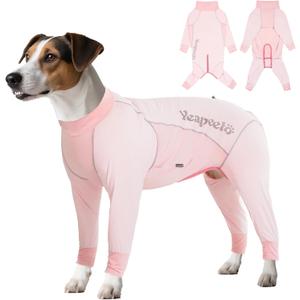 Yeapeeto Dog Sun Protection Cooling Suit UPF 50+, Quick-Dry Breathable Jumpsuit for Large & Medium Dogs, Outdoor Dirt-Resistant Shedding Control Pet Apparel (Blush Pink, X-Large)