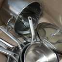 Calphalon Brushed 3-Ply Stainless Steel Cookware Set w/Turbo Heat Tech 10 Piece Includes Frying Pans, Pots and Pans Set, Induction, Oven Safe 450F, Brushed Stainless Silver
