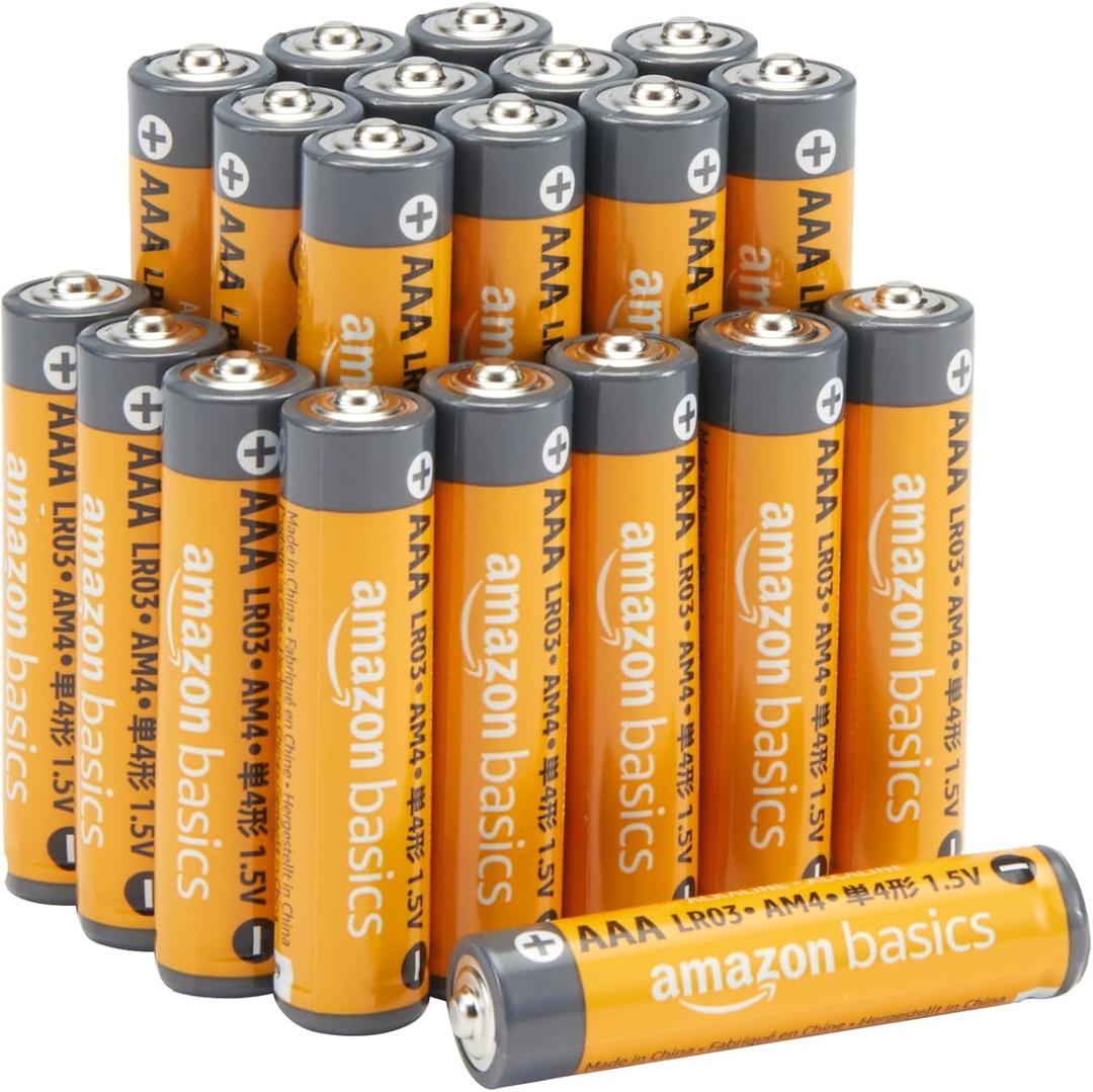 Amazon Basics 20-Count Long-Lasting AAA Alkaline Batteries, 1.5V, 10-Year Leak-Proof Shelf Life for Remote Controls, Flashlights EXP: 01-2031