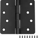 Design House Door Hinges for Interior Doors 3-Pack 4-inch x 4-inch, Design House 1/4-inch Radius Steel Door Hinge Door Hardware, Matte Black, 188946