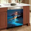 Dishwasher Magnet Cover Fantasy Seaside Scenery Dishwasher Cover Magnet Decor, Dishwasher Refrigerator Protection Cover, Kitchen Art Magnetic Sticker 23x25.5 inches