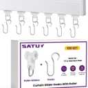 200Pcs Curtain Glider Track Hooks, 100 Pieces Hooks and 100 Pieces Roller Gliders, Heavy Duty Mute Wheel Curtain Glider Hooks for Universal Ceiling Drapes Shower Curtains Window Treatments