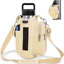 icolor Magnetic Gym Bag Water Bottle Carrier Holder with Phone Pockets & Shoulder Strap,Gym Magnetic Bag 5 Built-in Magnets Gym Accessories Organizer Magnetic Bottle Pouch Sleeve for Men Women (Cream)