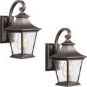 Emliviar 2 Pack Outdoor Wall Lights, Exterior Wall Lantern Sconce for Garage Patio, Oil Rubbed Bronze Finish with Water Ripple Glass, XE219B-2PK ORB