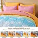 Menghomeus Girls Comforter Set Queen Size 7 Pieces Bed in A Bag Ombre Rainbow Bedding Set Dandelion Butterfly Print Kids Bedding Collections