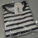 Women Oversized Striped T Shirts Color Block Crew Neck Tee Shirt Short Sleeve Basic Summer Tops (Black, M)