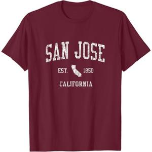 San Jose California T-Shirt Vintage Sports Design SJ CA Tee T-Shirt (L)
