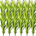AA BADBABY Outdoor Artificial Plants Fake Bushes UV Resistant Plastic Greenery Shrubs for Outdoors (12, Green)