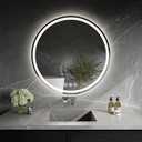 Round LED Bathroom Mirror, 24 Inch, HD Shatterproof Tempered Glass
Lighted Bathroom Mirror with Dimmable Lights Bathroom Mirror with Lights for Wall, 3 Color Temperatures