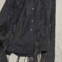Men's Fringe Tassel Shirts Fringe Button Down Long Sleeve Party Disco Rave Shirt (X-Large, Black)