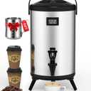 Insulated Beverage Dispenser 2 Gallon, Hot Drink Dispenser with 304 Stainless Steel Interior, Hot Water Dispenser for Parties, Hot Water Urn with Stand for Coffee Chocolate Tea, Silver, Non-electric (2.2 Gallon)