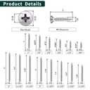 #8 x 1-1/2" (100 pcs) Flat Head Sheet Metal Screws, 304 Stainless Steel (18-8), Phillips Drive, Self Tapping, Corrosion Resistant Screws for Wood, Sheet Metal and More