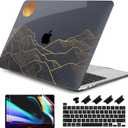 DONGKE Compatible with MacBook Pro 13 inch Case 2024 2023-2020 Release A2338 M2/M1 A2251 A2289 with Retina Display & Touch ID, Plastic Hard Shell & Keyboard Cover & Screen Film - Abstract Mountain