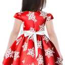 Toddler Baby Girls Christmas Dress Snowflake Print Wedding Formal Birthday Party Dresses with Bowknot Belt (Red)