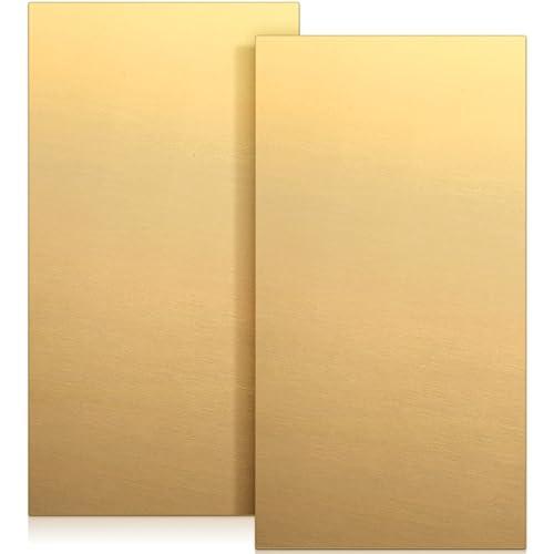 Tandefio 2 Pcs Brass Sheet 12" x 6", 14 Gauge(0.06") Thickness Brass Plates Metal Film Attached Brass Plates for DIY Handicrafts Jewelry Model Crafts Repairs Electrical