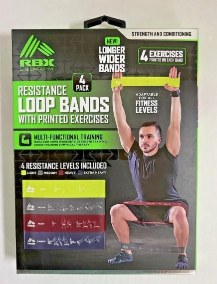 RBX LIVE LIFE ACTIVE LOOPED LATEX RESISTANCE BANDS 4 Pack