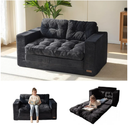 MAXYOYO Convertible Sofa Bed, Pull Out Loveseat Sleeper Sofa, 2 in 1 Folding Couch Bed, Fold Out Floor Couch with Pillows for Living Room Bedroom Lounge, Black