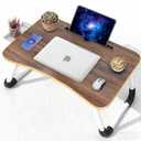 Fayquaze Portable Foldable Laptop Bed Desk with Storage Drawer and Cup Holder - Lap Desk Laptop Stand Tray Table for Eating, Reading and Working