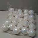 Liliful 24 Pcs White Snowball Ornaments 3" Glitter Christmas Ball Plastic Shatterproof Frosted Shiny Christmas Hanging Ball Holiday Iridescent Bauble Ornaments for Xmas Tree Decoration (Iridescent)