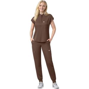 Scrubs Set for Women Medical Uniform Nurse Suit, Anti-Wrinkle Scrub Top Jogger Pant&11 Pockets,4 Way Stretch Workwear, XS