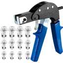 Yaocom 46 Pcs Expansion Screw Petal Nut & Metal Setting Tool, Hollow Door Anchors, 45 Petal Shape Metal Nut 1 Wall Anchor Gun for Hollow Wall Plasterboard Hardboard Steel Zinc Plate