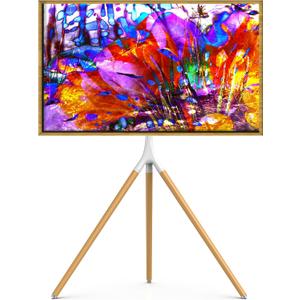 UPGRAVITY TV Stand Tripod for 45" to 65" LED LCD OLED Flat Screens up to 77lbs, Swivel & Height Adjustable TV Display Stand for Corner, Portable TV Stand with 2 Cable Straps, White