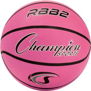 Champion Sports Rubber Basketballs  Durable Indoor & Outdoor Training & Recreational Game Balls, Multiple Sizes & Colors (Pink)