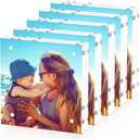 HELPLEX Acrylic Frame, 5 Pack 5x5 Acrylic Picture Frames, 20mm Thicker Frameless Clear Double Sided Magnetic Frame, Free Standing Desktop Display