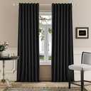 Black Blackout Curtains 96 inch Length 2 Panels Set, Rod Pocket Room Darkening Drapes for Bedroom Living Room, Insulated Thermal Light Blocking Window Curtain (W52 x L96 Inch)