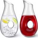 2 Pcs 48 oz Wine Decanter Carafe, Pierced Decanter, Clear Glass Juice Pitcher Jar for Red Wine Beer Water Lovers Gift Wedding Birthday Party Supplies
