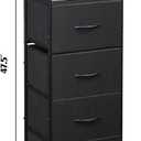 WLIVE Fabric Dresser, 5-Drawer Tall Dresser for Bedroom, Storage Organizer with Fabric Bins, Wood Top, Sturdy Steel Frame, Chest of Drawers for Closet, Hallway, Charcoal Black
