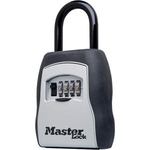 Master Lock Key Lock Box for House Keys Outdoor Portable Combination Lockbox with Resettable 4 Digit Code, Weather Resistant Durable Metal Body, Holds 5 Keys, 5400EC Black