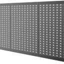 TORACK 3 PCS Metal Pegboard Panels for Garage Wall Utility Tools Storage Pegboard for Workbench, Modular Peg Board Tool Organizer Board Kit(Pack of 3, Black)