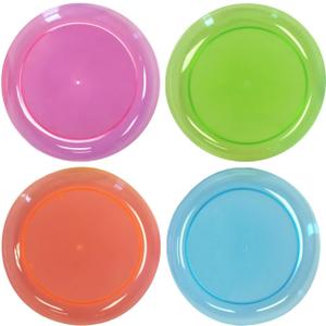 Party Essentials Hard Plastic 6-Inch Round Party/Dessert Plates, Assorted Neon, 80-Count