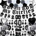40th Birthday Decorations Pack Death to My 30s Party Supplies Birthday Banner Rip to My 30s Sash Number 40 Balloon Cake Cupcake Toppers Funeral for My Youth Funny Thirties Birthday Party