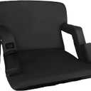 25'' Wide Dual-Side Heated Stadium Seat with Back Support, Valentines Day Gifts for Her Him, Portable Foldable Chair for Outdoor Bleachers Camping Games (1, Black)