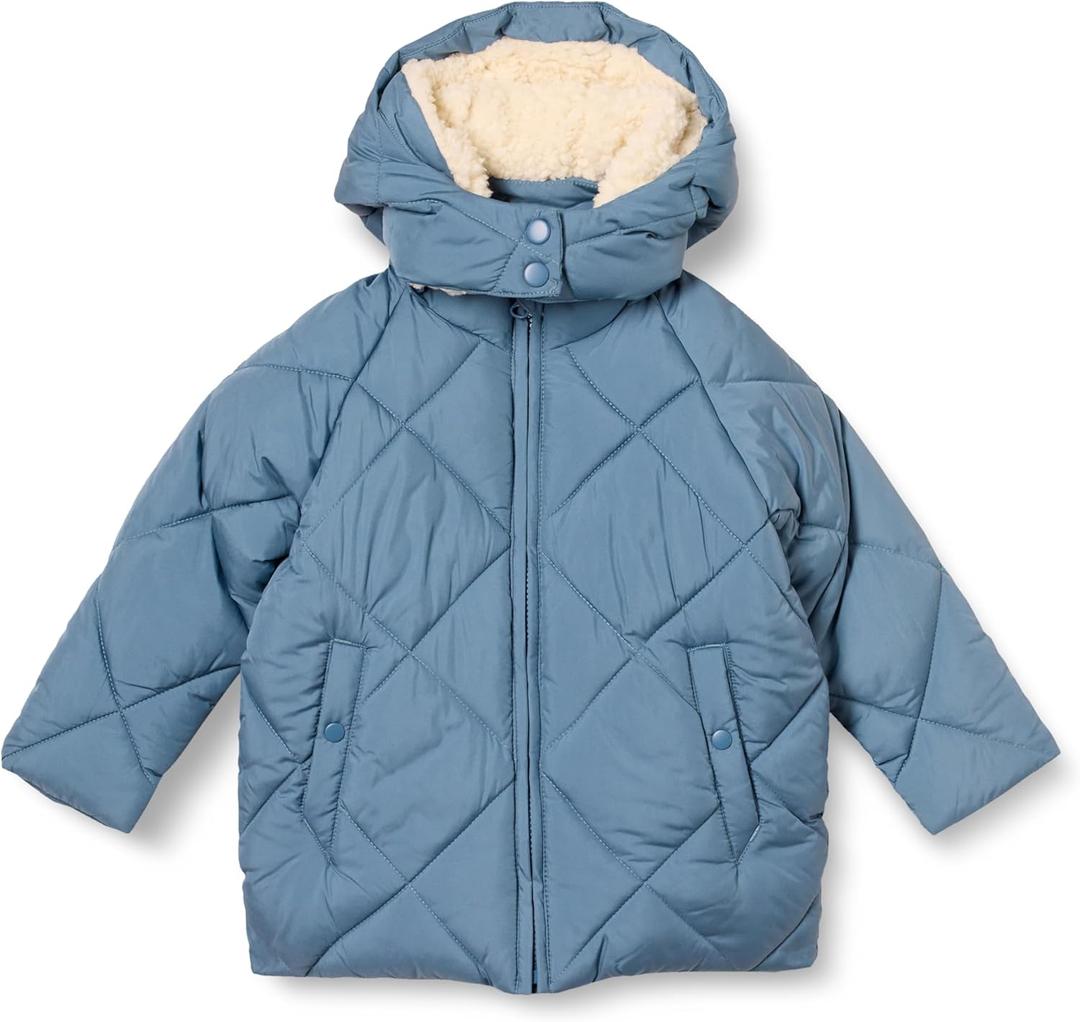 Amazon Essentials Girls and Toddlers' Long Quilted Cocoon Puffer Coat (X-Small, Blue)