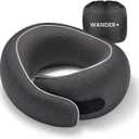 WANDER PLUS Travel Neck Pillow, Pure Memory Foam Neck Pillow for Airplanes, Comfortable Breathable Cover, 360 Degree Support Ergonomic Design Best for Sleeping Plane Train Travel Essentials Max Black