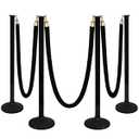 4 Pack Stanchion Post with Velvet Ropes (Weighted Base), Crowd Control Barriers, Red Carpet Runner Poles, Queue Poles for Party, Movie Theater, Plastic