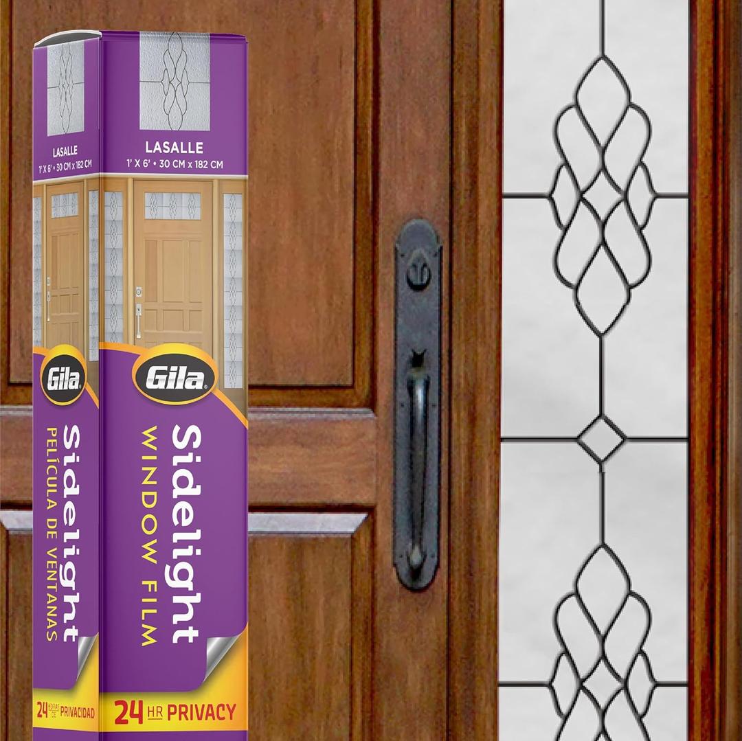 Gila Lasalle Sidelights Entryway Decorative Window Film DIY Static Cling, 1ft x 6ft (12in x 72in) (6 sq Ft)