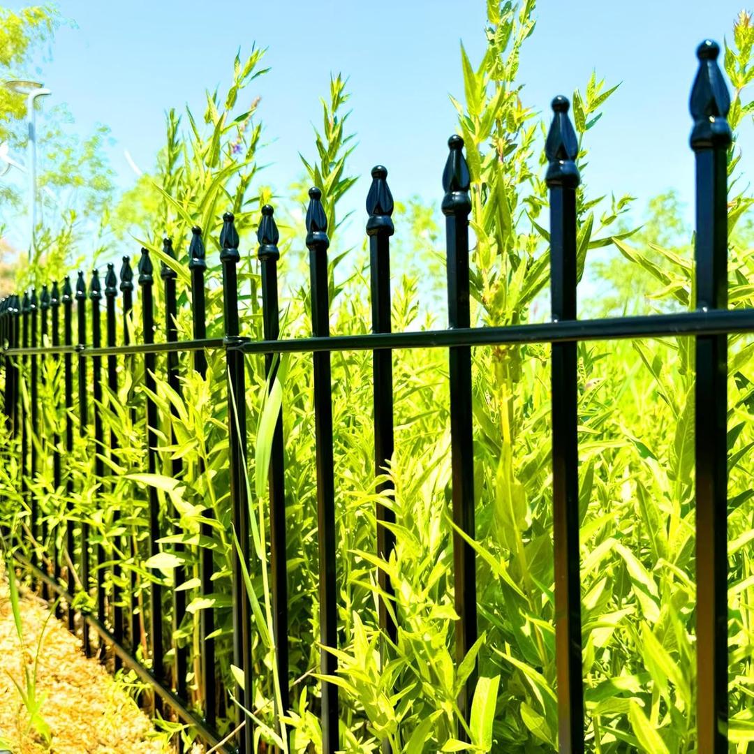 Thealyn Metal Decorative Garden Fence 24" Wide x 24" High (5 Panels, Total Length 10 feet), Metal Border Folding Fence, Landscape Fencing Dog Fence Pet Fence for Flower Bed, Yard, Animal Barrier
