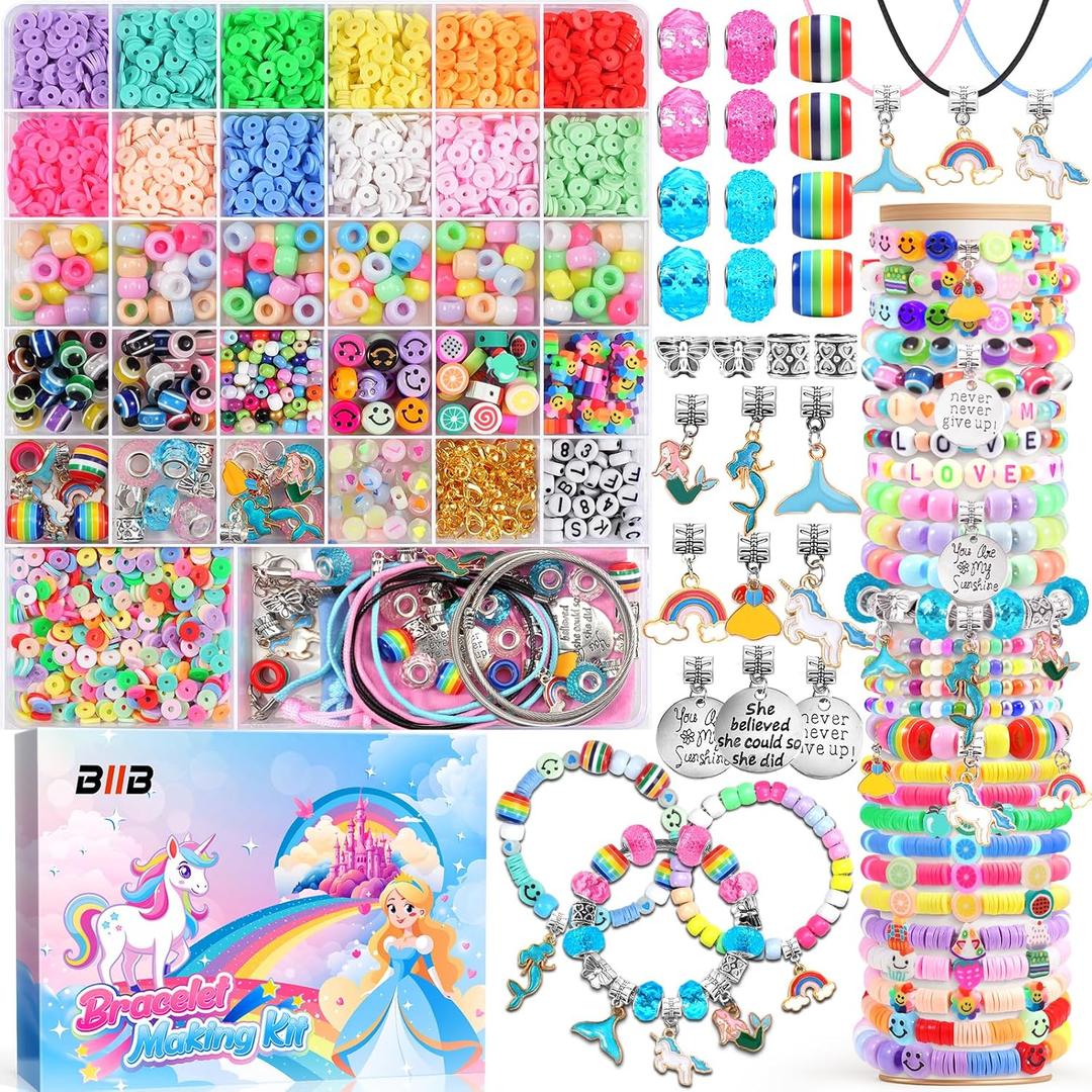 BIIB Bracelet Making Kit for Girls Gifts 8-12 Years Old, Arts and Crafts for Kids Ages 6-8, Unicorn Toys for Girls Jewelry Making Kit, Crafts for Girl Age 10-12, Art Supplies for Kids